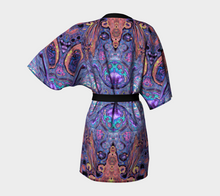 Load image into Gallery viewer, Ornate Purple Orange Design Kimono Jacket with Bamboo Edging & Detachable Belt