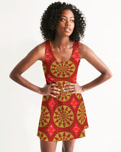 Load image into Gallery viewer, Racerback Dress in Red & Yellow Mandala Sundials