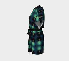 Load image into Gallery viewer, Kimono Style Jacket in Teal Drops, with Bamboo Fabric Edging & Detachable Belt