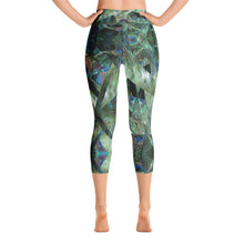 Load image into Gallery viewer, Women's High Waisted Pattern Leggings Capri Length Yoga Pants (Mid-Calf)- "Peacock Pandemonium"