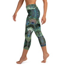 Load image into Gallery viewer, Women's High Waisted Pattern Leggings Capri Length Yoga Pants (Mid-Calf)- "Peacock Pandemonium"