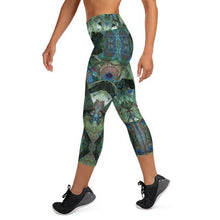 Load image into Gallery viewer, Women's High Waisted Pattern Leggings Capri Length Yoga Pants (Mid-Calf)- "Peacock Pandemonium"