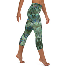 Load image into Gallery viewer, Women's High Waisted Pattern Leggings Capri Length Yoga Pants (Mid-Calf)- "Peacock Pandemonium"