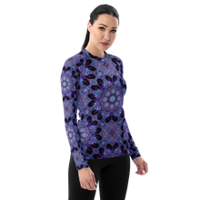 Load image into Gallery viewer, Women&#39;s Layering Shirt/ Rash Guard with UPF50+ in Kaleidoscope Rose Window
