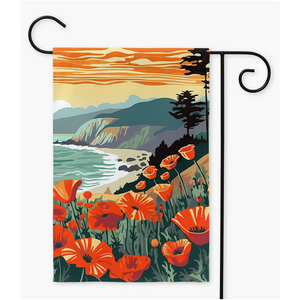 California Coastline with Poppies Yard Flags