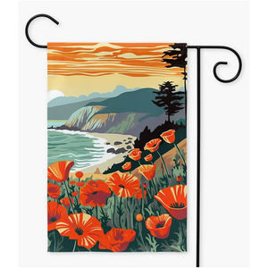 California Coastline with Poppies Yard Flags