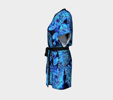 Load image into Gallery viewer, Ornate Tapestry in Blues Kimono Jacket with Bamboo Fabric Edging and detachable Belt
