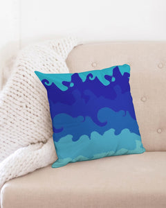 Painted Blue Waves Throw Pillow Case 18"x18"