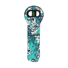 Load image into Gallery viewer, 1- Bottle Neoprene Wine Tote- Teal Abstract
