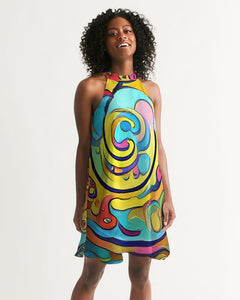 Watercolor Loops  Women's Halter Dress