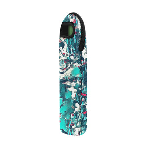 1- Bottle Neoprene Wine Tote- Teal Abstract