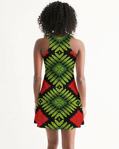Racerback Dress in Red, Green & Black Graphic Print