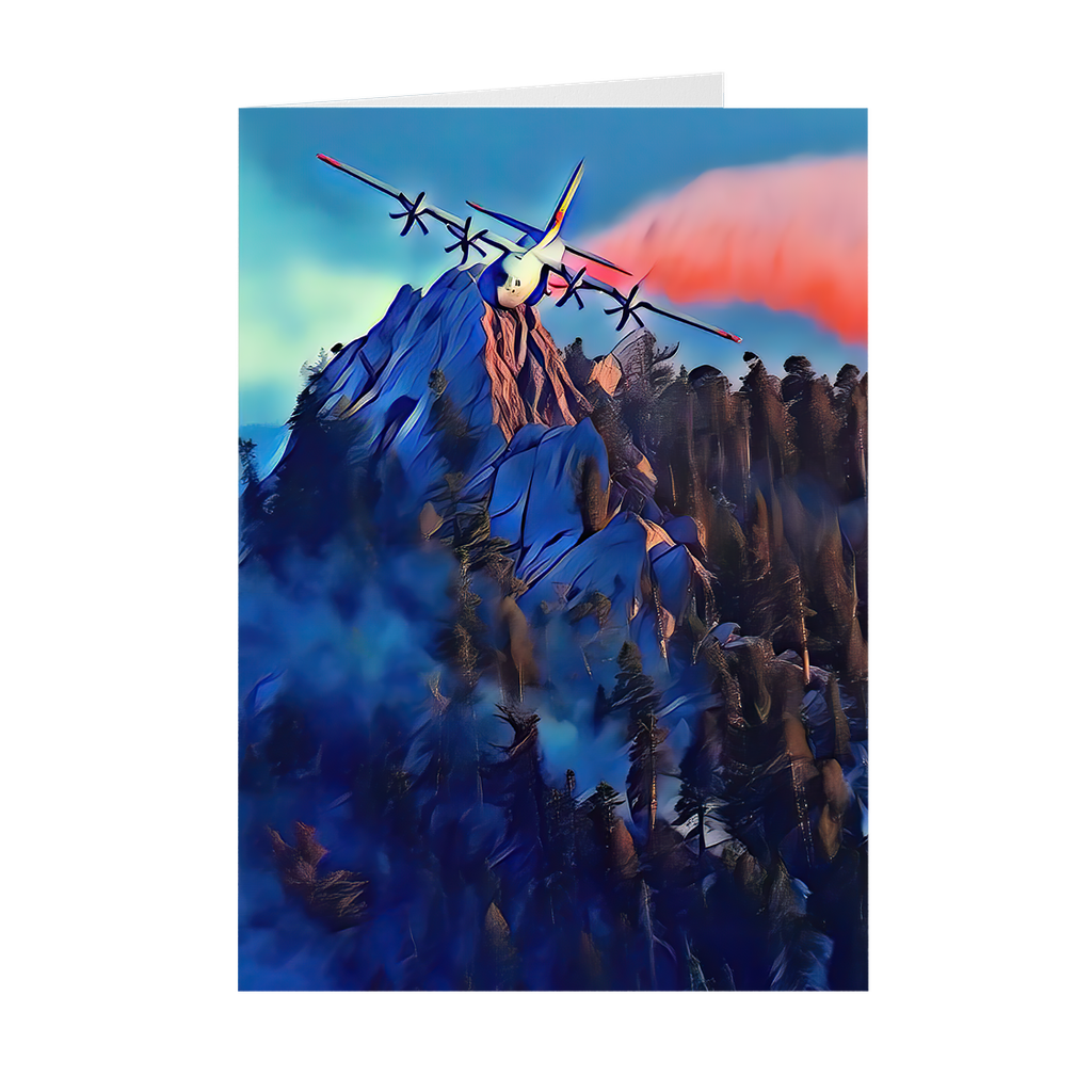 Airdrop Over Mountain Ridge- Greeting Cards