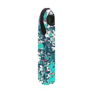 1- Bottle Neoprene Wine Tote- Teal Abstract