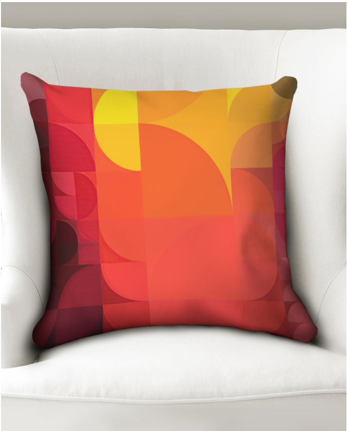 Colorblock Mod Sunset Colors Throw Pillow Case 18