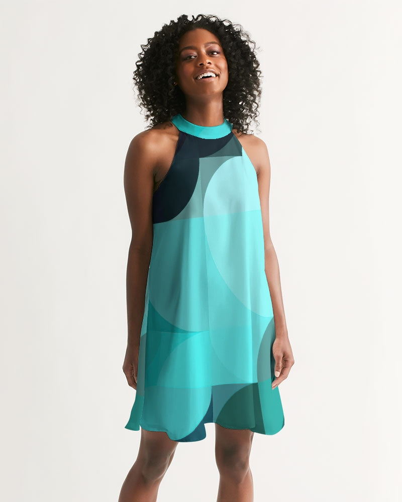 Colorblock Halter Dress in Sea Green Women's Halter Dress Starshine Designs Art Colorblock Halter Dress in Sea Green Women's Halter Dress Starshine Designs Art