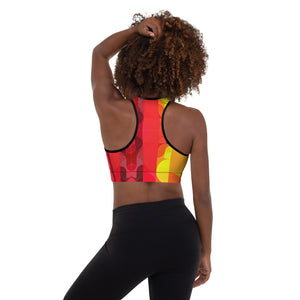 Red Orange Yellow Colorblock Lined/Padded Sports Bra Yoga Top