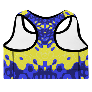 Zoombubble in Blue & Yellow Lined/Padded Sports Bra Yoga Top