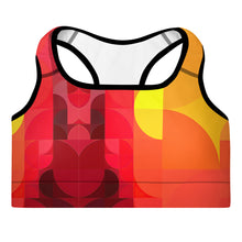 Load image into Gallery viewer, Red Orange Yellow Colorblock Lined/Padded Sports Bra Yoga Top
