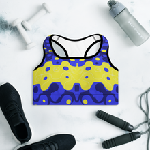Load image into Gallery viewer, Zoombubble in Blue &amp; Yellow Lined/Padded Sports Bra Yoga Top
