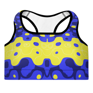 Zoombubble in Blue & Yellow Lined/Padded Sports Bra Yoga Top