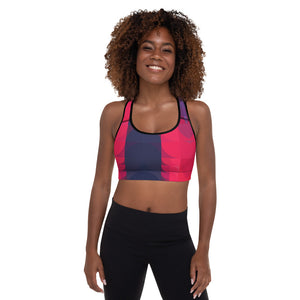 Red and Navy Colorblock Lined/Padded Sports Bra Yoga Top