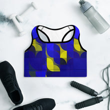 Load image into Gallery viewer, Royal Blue &amp; Yellow Colorblock Lined/Padded Sports Bra Yoga Top
