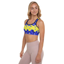 Load image into Gallery viewer, Zoombubble in Blue &amp; Yellow Lined/Padded Sports Bra Yoga Top
