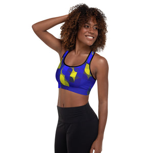 Royal Blue & Yellow Colorblock Lined/Padded Sports Bra Yoga Top