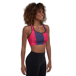 Red and Navy Colorblock Lined/Padded Sports Bra Yoga Top