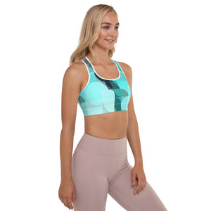 Sea Green Colorblock Lined/Padded Sports Bra Yoga Top
