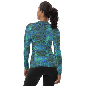 Women's Rash Guard and Layering Shirt in Teal Octopus