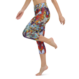 Expressionistic Landscape Figure Flattering Yoga Waist Capri Leggings