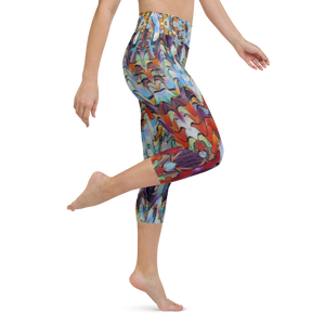 Expressionistic Landscape Figure Flattering Yoga Waist Capri Leggings