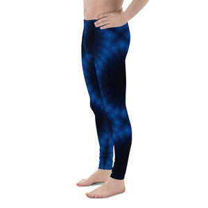 Men's Regular Waisted Pattern Leggings Full-Length - Star in Blue