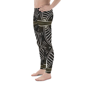 Men's Regular Waisted Pattern Leggings- Ankle-Length Yoga Pants- Cameroon