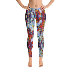 Women's Regular Waisted Pattern Leggings Full-Length Yoga Pants - in "Expressionistic Landscape"