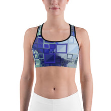 Load image into Gallery viewer, Sports Bra / Yoga Top- &quot;Blue Square Mosaic&quot;

