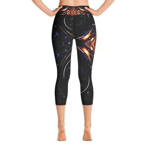 Women's High Waisted Pattern Leggings Capri Length Yoga Pants (Mid-Calf) -in "Celestial 1: