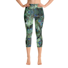 Load image into Gallery viewer, Women&#39;s High Waisted Pattern Leggings Capri Length Yoga Pants (Mid-Calf)- &quot;Peacock Pandemonium&quot;
