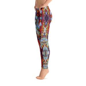 Women's Regular Waisted Pattern Leggings Full-Length Yoga Pants - in "Expressionistic Landscape"
