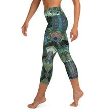 Load image into Gallery viewer, Women&#39;s High Waisted Pattern Leggings Capri Length Yoga Pants (Mid-Calf)- &quot;Peacock Pandemonium&quot;
