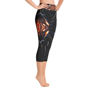 Women's High Waisted Pattern Leggings Capri Length Yoga Pants (Mid-Calf) in "Celestial"
