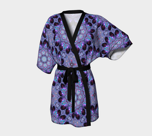 Rose Window Kaleidoscope Kimono Jacket with Bamboo Fabric Edging and detachable Belt